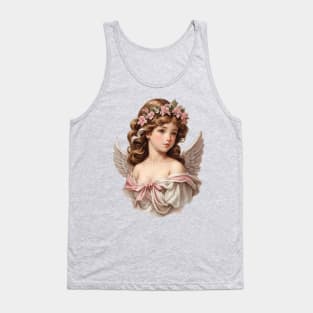 Vintage Pink Girl Christmas Angel with Roses Tank Top